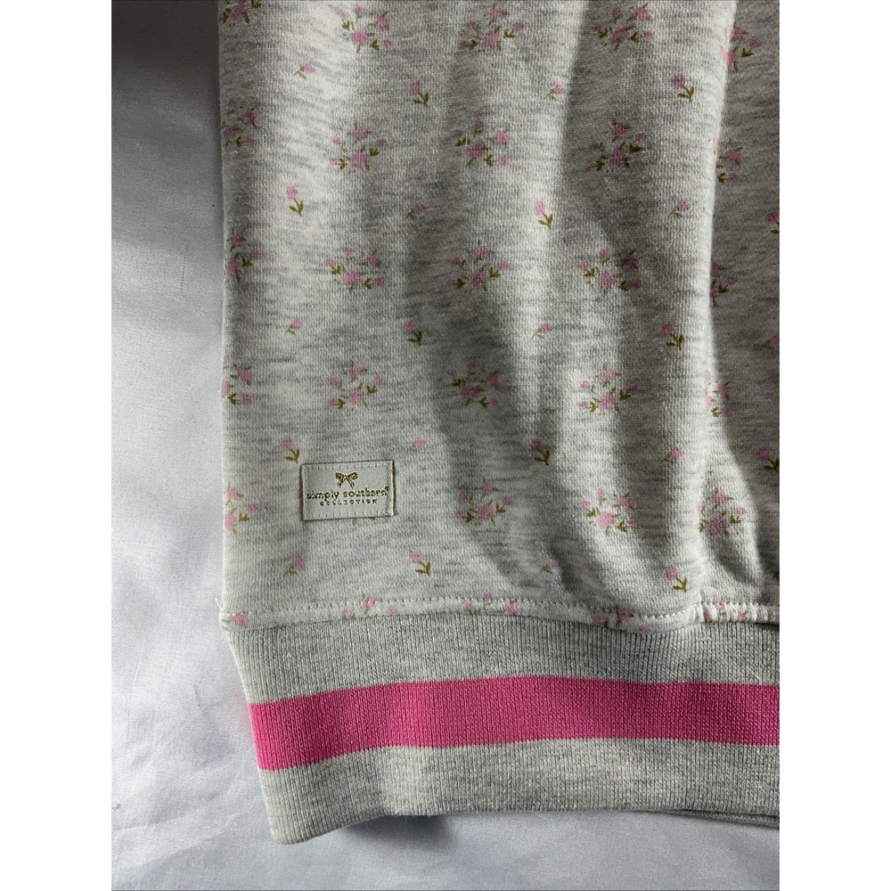 Simply Southern Floral Teddy Bear Love Graphic Sweatshirt Pink Gray Large CON90 - Picture 7 of 14